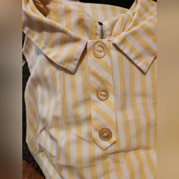 1960s Union Made Mod Vintage Yellow & White Stripe Shift Dress - Picture 4 of 8